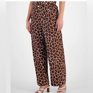 INC International Concepts Printed Linen Blend Women's Pants, Wide Legs Pants